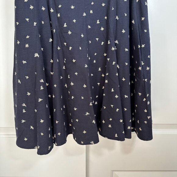 Navy Blue Floral Button-Front Godet Mini A-Line Dress XL - New without tags - Picture 10 of 12